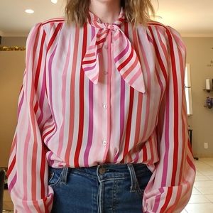 Vintage Puff Sleeve Pussy Bow Blouse